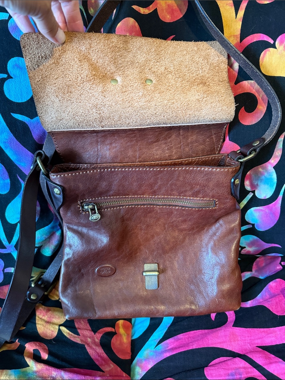 Conte di Cavour Italian Leather Crossbody Messenger Bag - Brown (vintage) - Picture 8 of 9